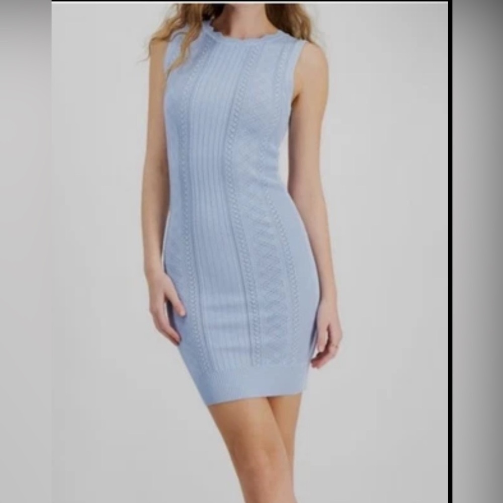 Guess Light Blue Knit Midi Dress‎ size M NWT - Picture 4 of 8